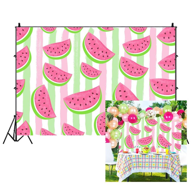 AOFOTO 7x5ft Summer Watermelon Backdrop Vinyl Fruit Shop Infant Toddle Newborn Baby Portrait Photography Background Kids Adults Birthday Party Events Decoration Wallpaper Photo Studio Props Poster - Image 1
